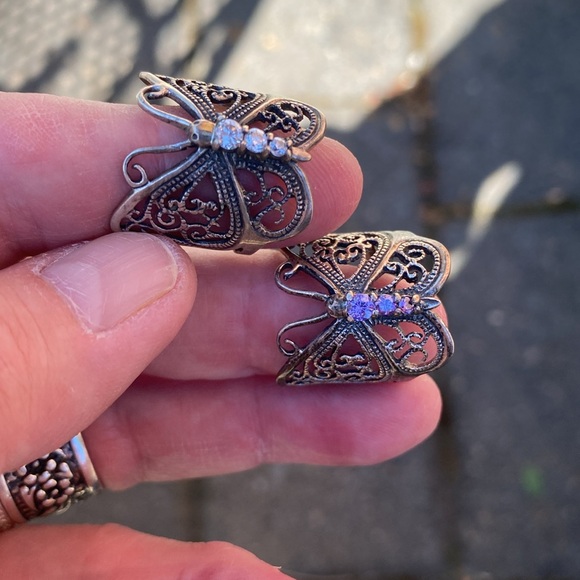 Vintage sterling silver butterfly rings size 7 - Picture 9 of 10